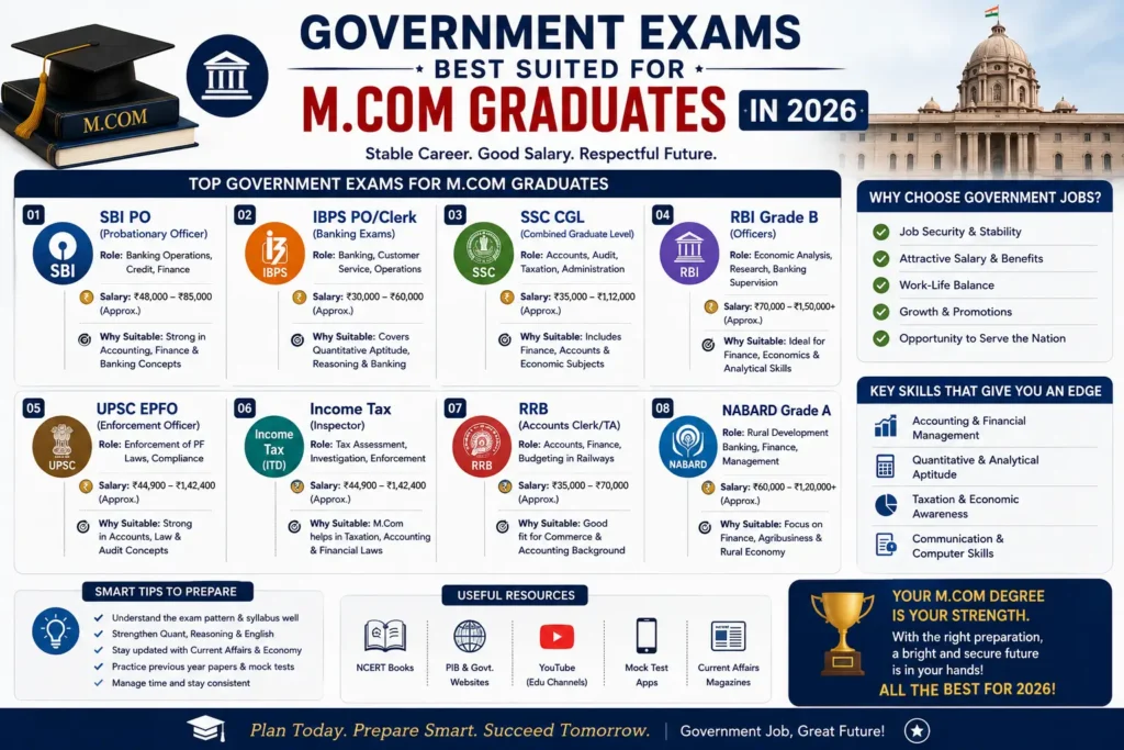 Government Exams Best Suited for M.Com Graduates in 2026